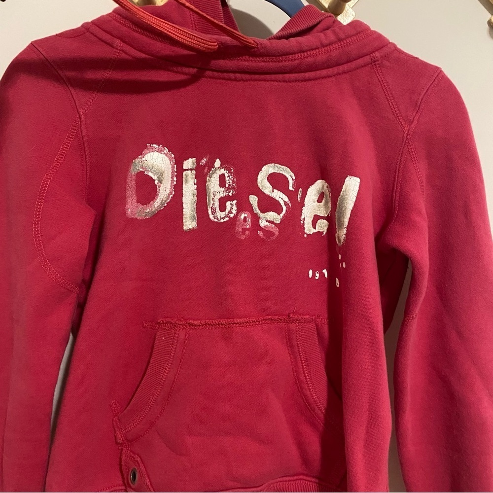 Vintage Diesel Hot Pink Logo Hoodie size Small - Picture 3 of 9